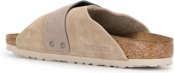 Birkenstock Anatomische Leren Sandalen met Klittenbandsluiting Beige Heren