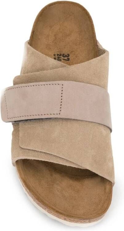 Birkenstock Anatomische Leren Sandalen met Klittenbandsluiting Beige Heren