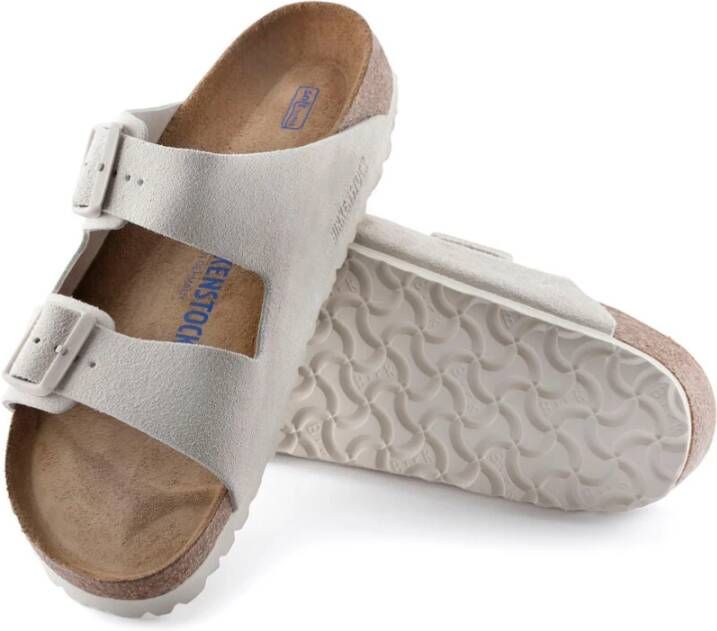 Birkenstock Antiek Wit Suède Leren Sliders White Heren