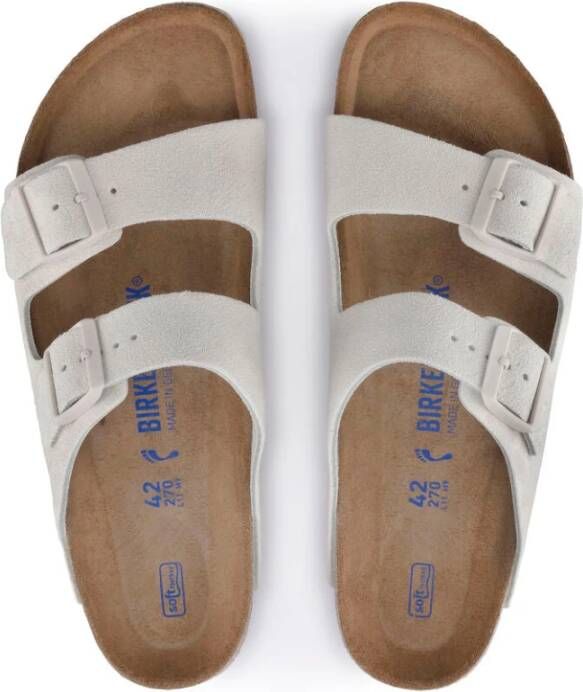 Birkenstock Antiek Wit Suède Leren Sliders White Heren