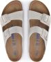 Birkenstock Antiek Wit Suède Leren Sliders White Heren - Thumbnail 14