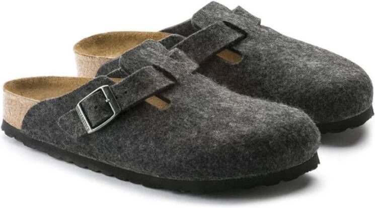 Birkenstock Antraciet Wol Vilt Unisex Klompen Gray Dames