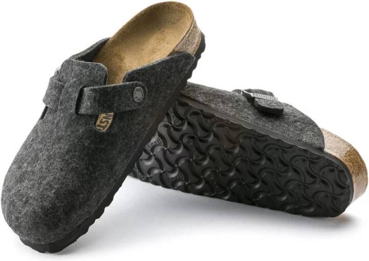 Birkenstock Antraciet Wol Vilt Unisex Klompen Gray Dames