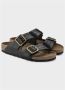 Birkenstock Zwarte Leren Sandalen Black Dames - Thumbnail 15