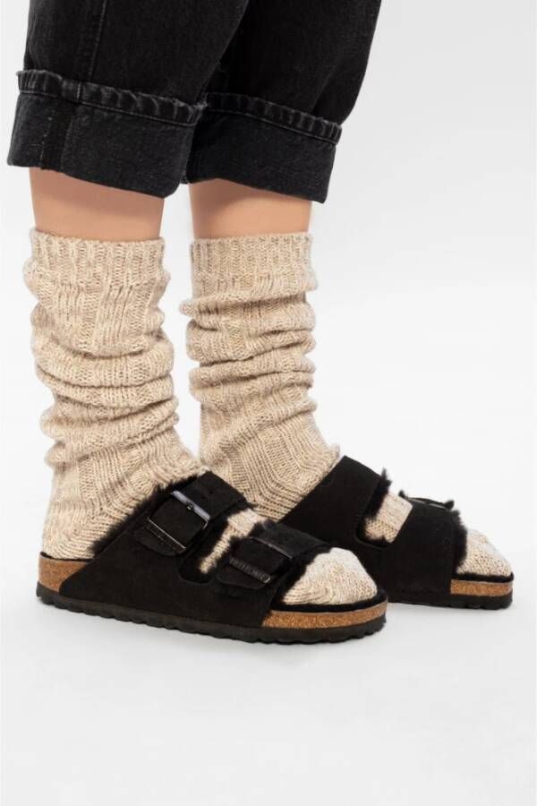 Birkenstock Arizona Fur slides Zwart Dames