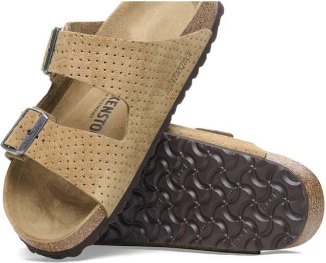Birkenstock Arizona Lederen Slippers Beige Dames