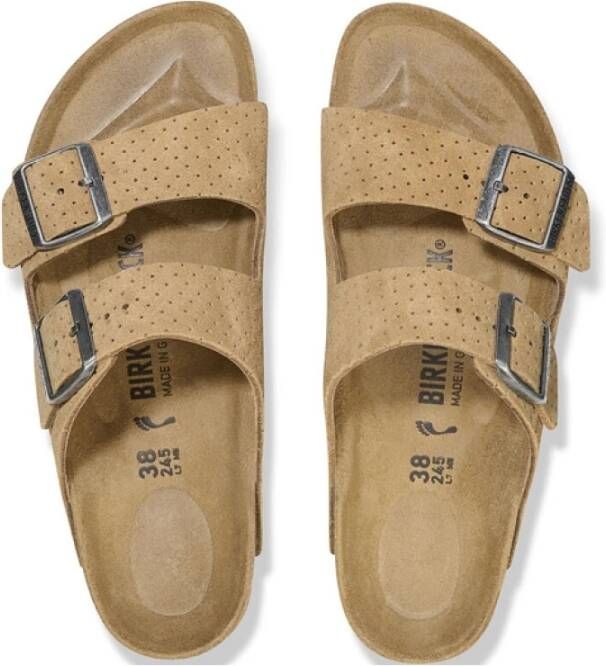 Birkenstock Arizona Lederen Slippers Beige Dames