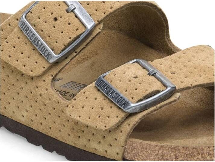 Birkenstock Arizona Lederen Slippers Beige Dames