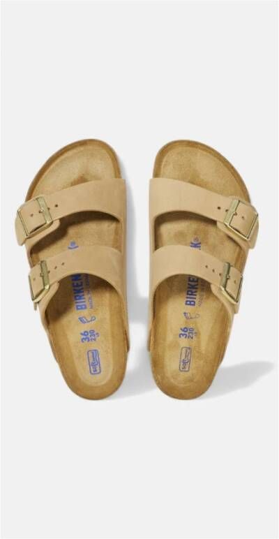 Birkenstock Arizona Lederen Sandalen met Anatomisch Voetbed Beige Heren