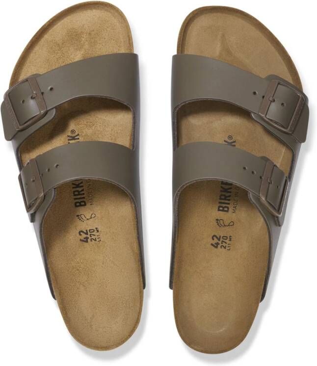 Birkenstock Arizona Leren Sandalen met Gespen Gray Heren