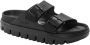 Birkenstock Zwarte Leren Verstelbare Strap Sandalen Black Dames - Thumbnail 12