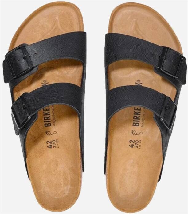 Birkenstock Arizona Saffiano Leren Slippers Black Heren