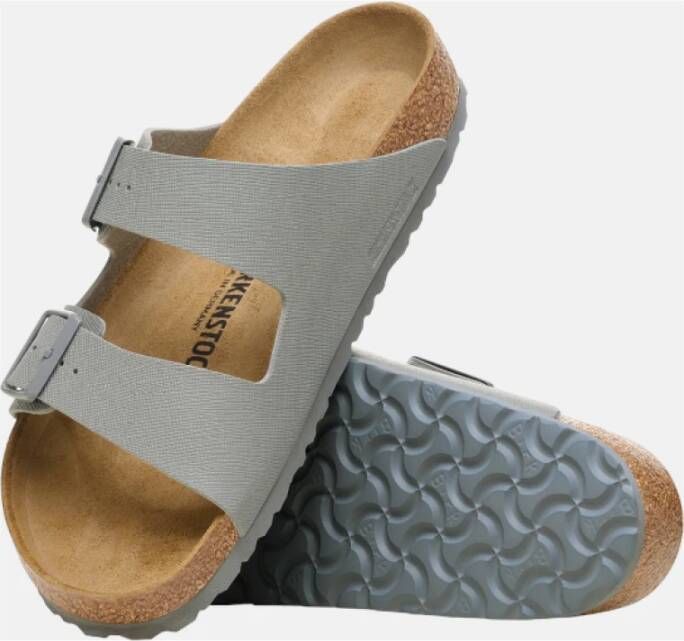 Birkenstock Arizona Saffiano Leder Sandalen Gray Heren