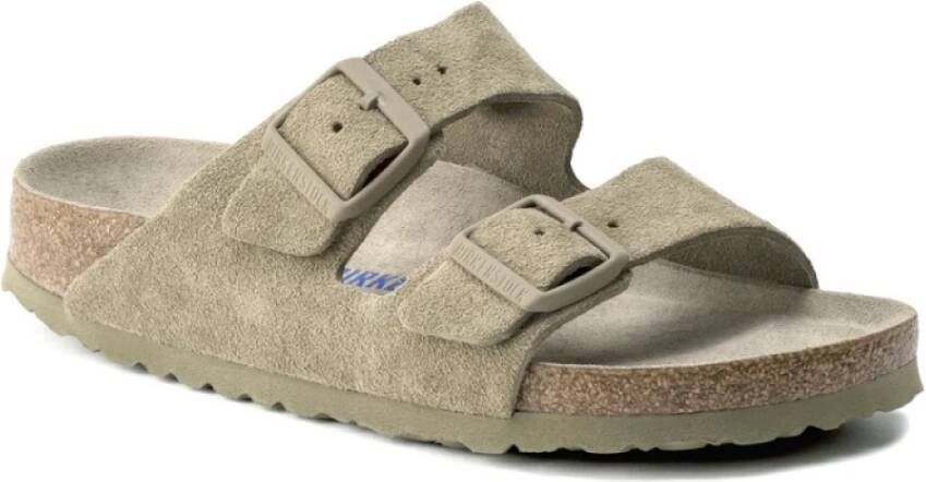 Birkenstock Arizona SFB Regular Faded Khaki Sandalen Green Heren