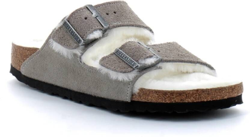 Birkenstock Arizona Shearling Sandalen Grijs Heren