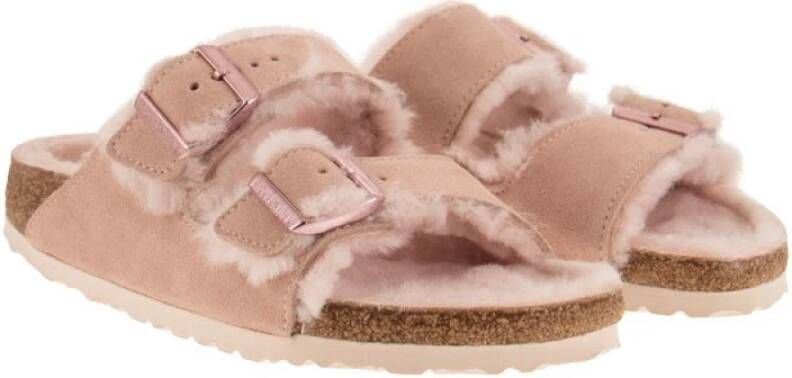 Birkenstock Arizona Shearling Sandalen Roze Dames