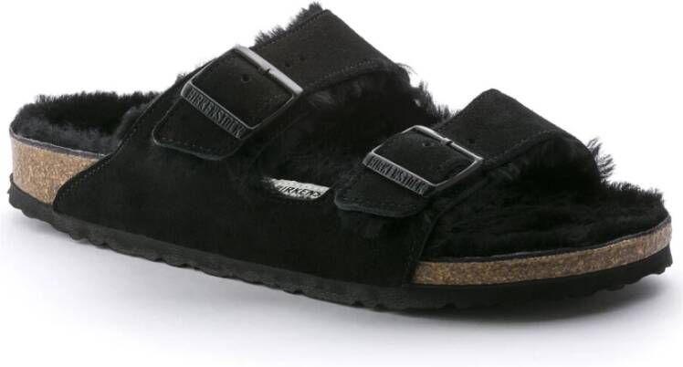 Birkenstock Arizona Shearling Sandalen Zwart Heren