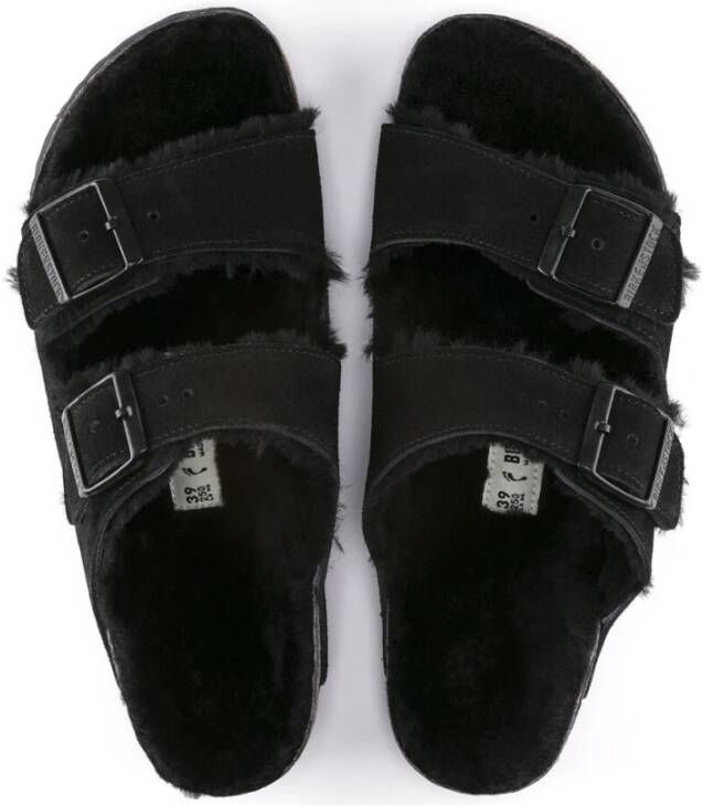 Birkenstock Arizona Shearling Sandalen Zwart Heren