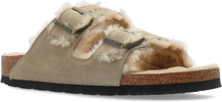 Birkenstock Arizona Shearling Slides Beige Dames