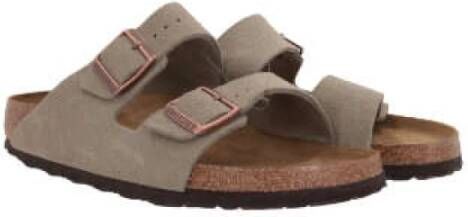 Birkenstock Beige Suède Platte Sandalen Beige Dames