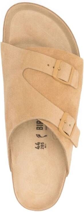 Birkenstock Suede Leren Sandalen Beige Dames