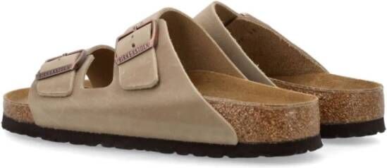 Birkenstock Beige Leren Sandalen Open Teen Instapper