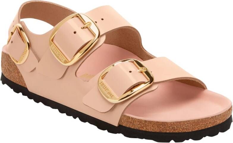 Birkenstock Milano Grote Gesp Natuurlijk Leder Patent Beige Dames