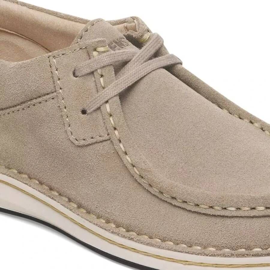 Birkenstock Beige Platte Schoenen Handgemaakte Suède Mocassin