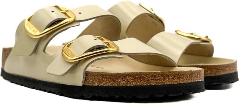 Birkenstock Beige Shine Leren Sandalen Collectie Ss25 Beige Dames