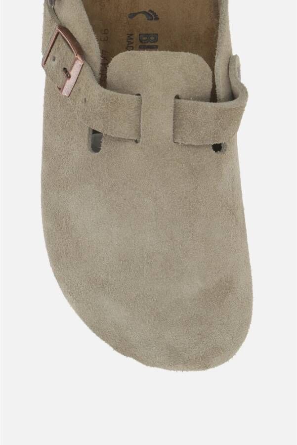 Birkenstock Suede Slingback Sandal met Hak Beige Dames