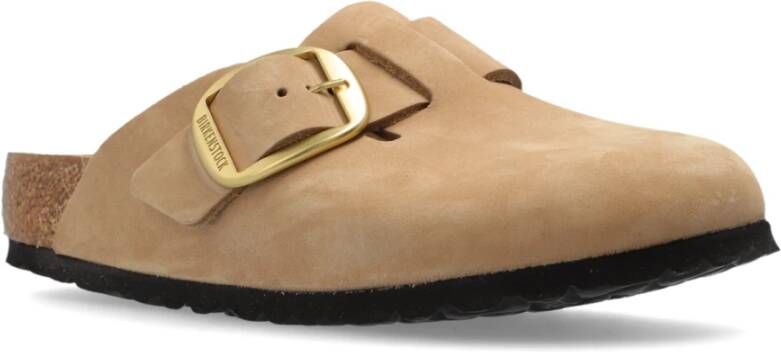 Birkenstock Boston Big Buckle Slides Beige Dames