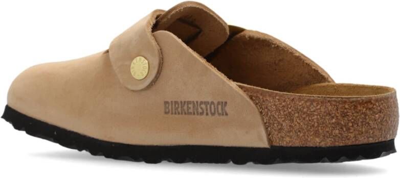 Birkenstock Boston Big Buckle Slides Beige Dames