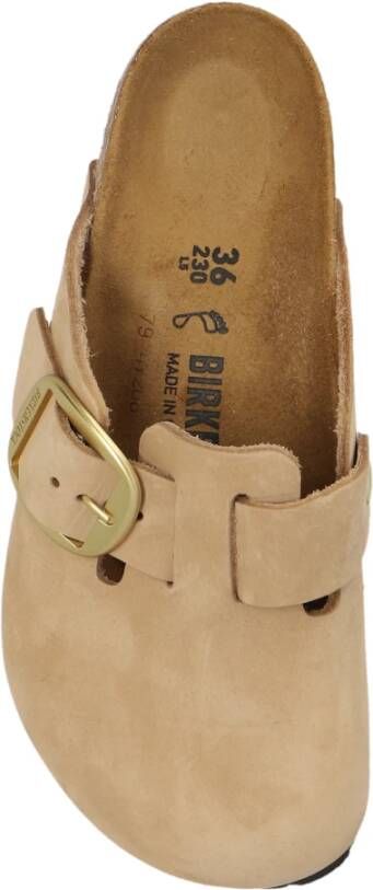 Birkenstock Boston Big Buckle Slides Beige Dames