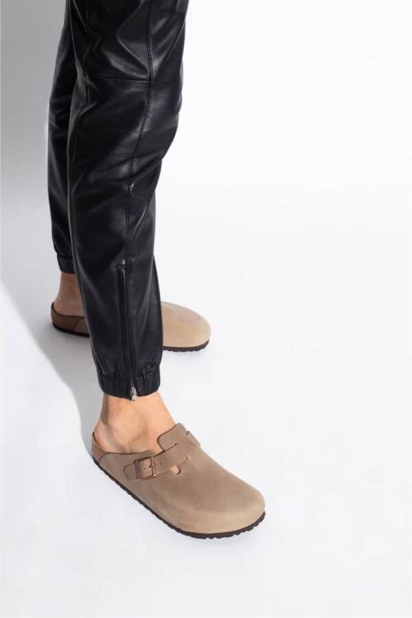 Birkenstock Boston Big Buckle Slides Beige Heren