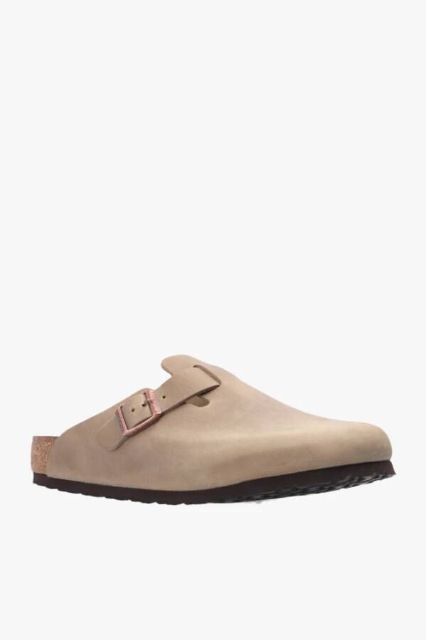 Birkenstock Boston Big Buckle slides Beige Heren