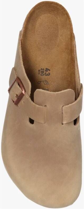 Birkenstock Boston Big Buckle Slides Beige Heren
