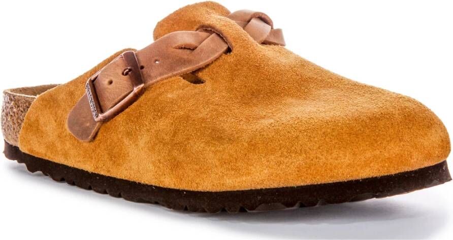 Birkenstock Boston Braided Elegante Gespschoen Clog Brown Dames
