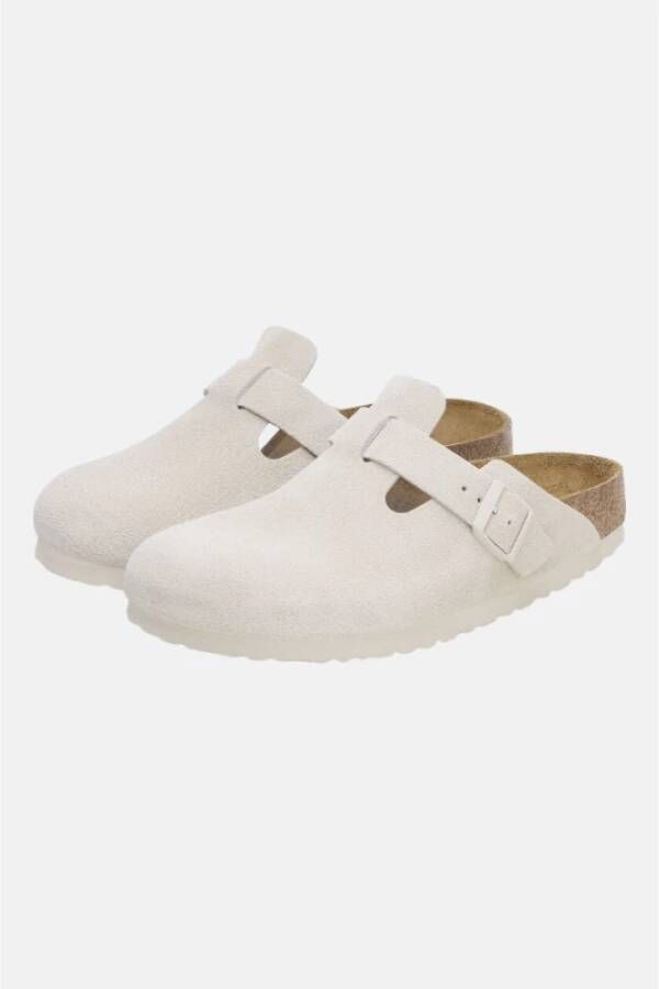 Birkenstock Boston Suède Clog White Dames