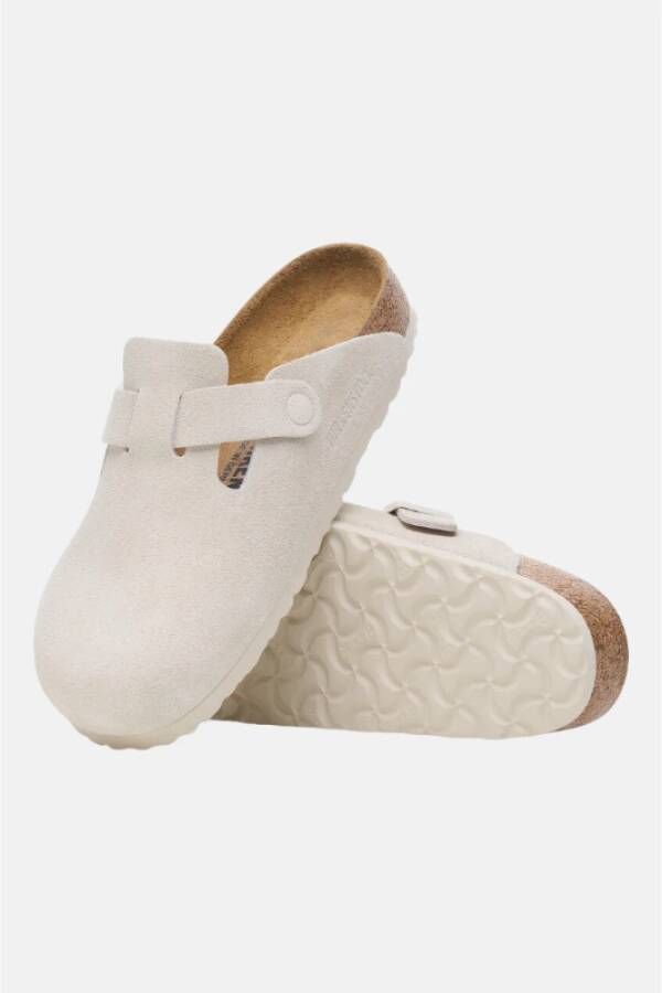 Birkenstock Boston Suède Clog White Dames