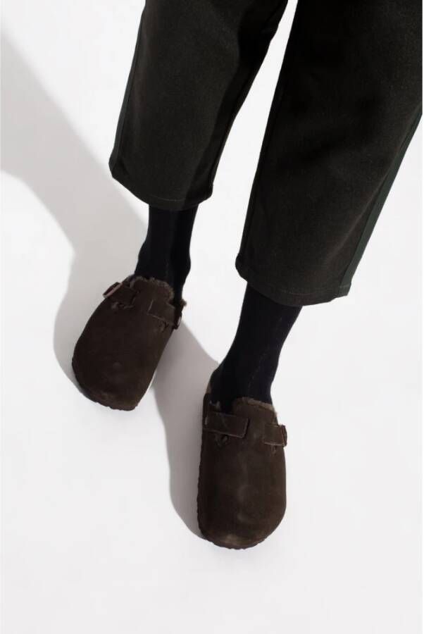 Birkenstock Boston VL Shearling suède slides Brown Heren
