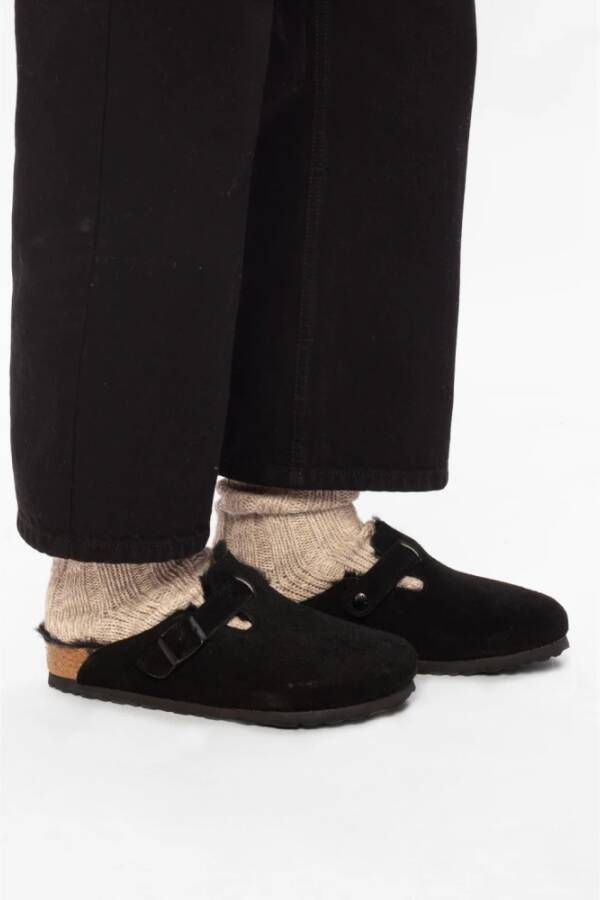 Birkenstock Boston VL suède slides Black Dames