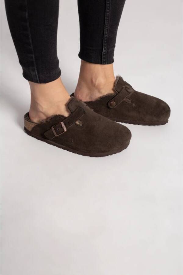 Birkenstock Boston VL Suède Slippers Brown Dames
