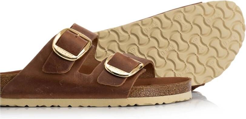 Birkenstock Leren Slides Buckley Brown Dames
