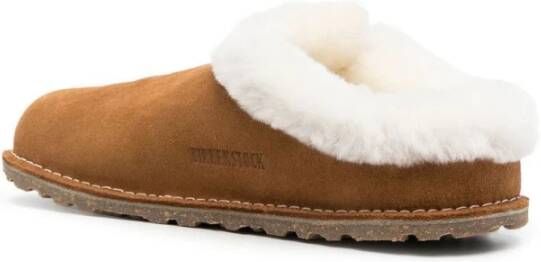 Birkenstock Bruine leren sandalen met schapenvachtvoering