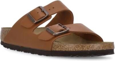 Birkenstock Bruine Leren Sliders Bruin Dames