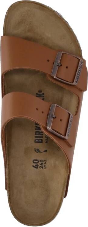 Birkenstock Bruine Leren Sliders Bruin Dames