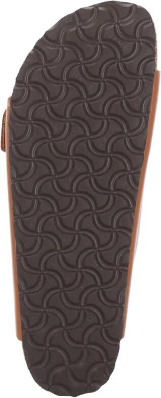 Birkenstock Bruine Leren Sliders Bruin Dames