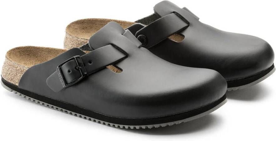 Birkenstock Klassieke Unisex Leren Klomp Zwart Unisex