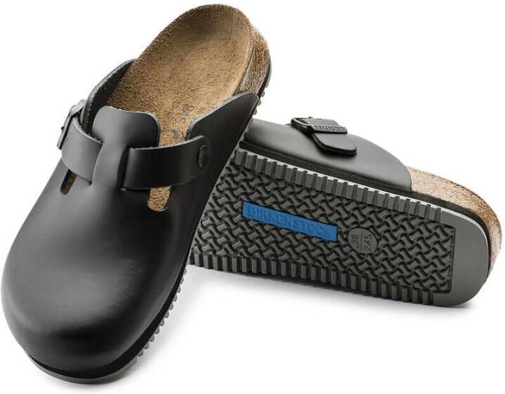 Birkenstock Klassieke Unisex Leren Klomp Zwart Unisex