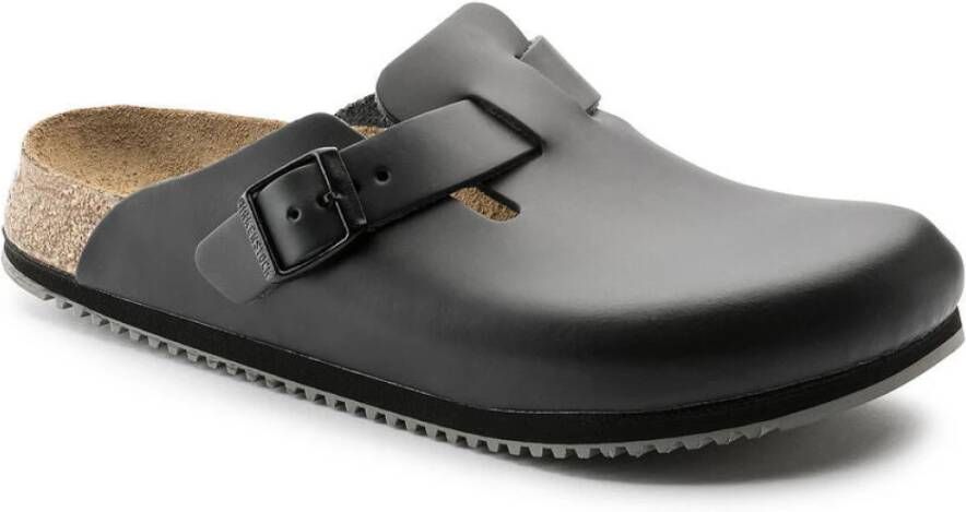 Birkenstock Klassieke Unisex Leren Klomp Zwart Unisex